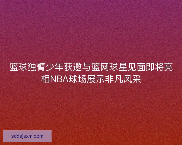 篮球独臂少年获邀与篮网球星见面即将亮相NBA球场展示非凡风采